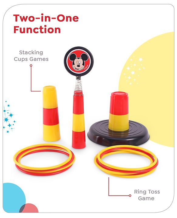 Babyhug Disney Mickey Hoopy Loopy Fun Stacking Ring Toss - Yellow & Red