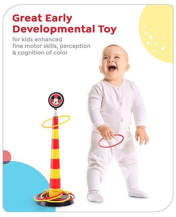 Babyhug Disney Mickey Hoopy Loopy Fun Stacking Ring Toss - Yellow & Red
