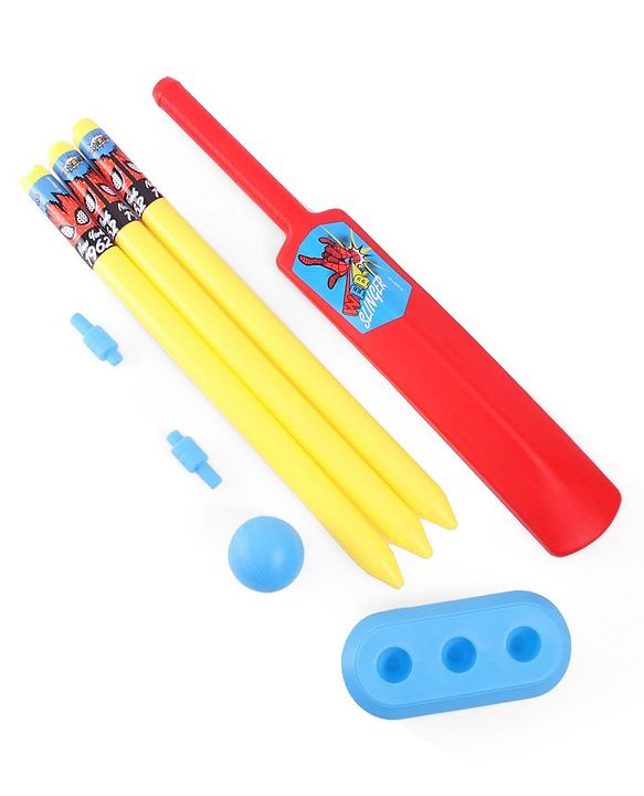 Babyhug Disney Spiderman Cricket Set Size 3- Red & Yellow