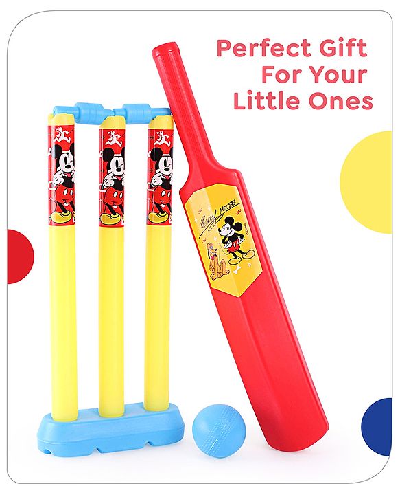Babyhug Disney Junior Mickey Mouse Cricket Set Size 1 - Red & Yellow