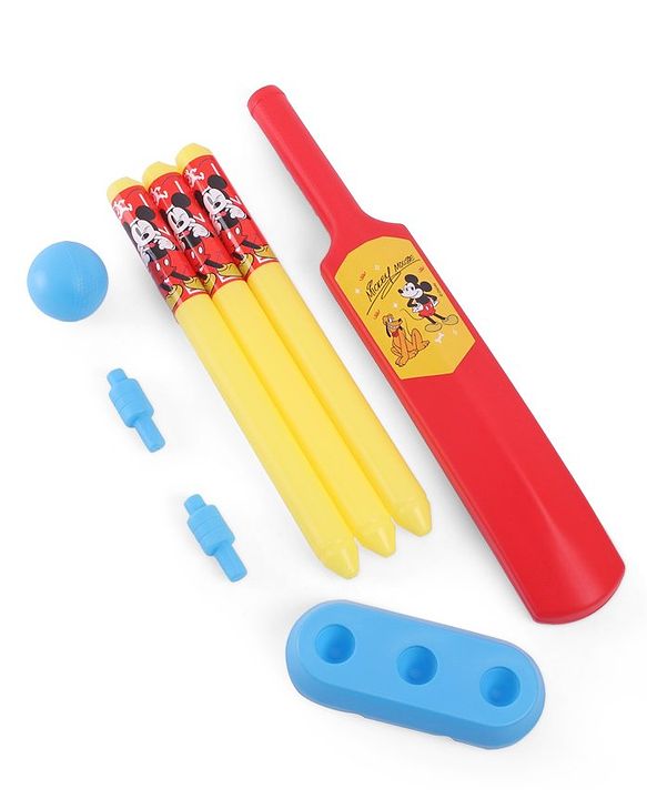 Babyhug Disney Junior Mickey Mouse Cricket Set Size 1 - Red & Yellow