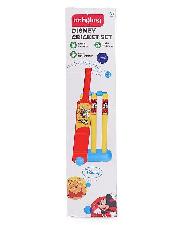 Babyhug Disney Junior Mickey Mouse Cricket Set Size 1 - Red & Yellow