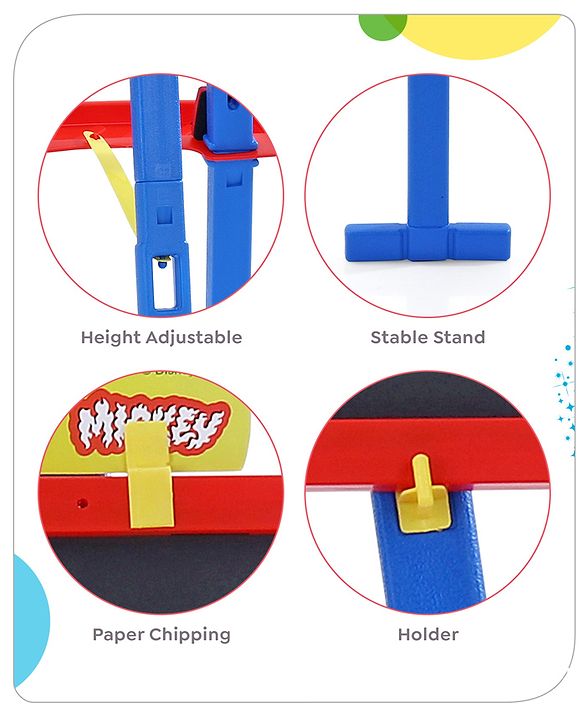 Babyhug Disney Mickey Mouse 8-in-1 Easel Board - Multicolor | Magnetic Whiteboard & Chalkboard with Alpha & Numric | Hight Adjustable | Enhances Learning & Creativity | Multicolor |BIS Certified
