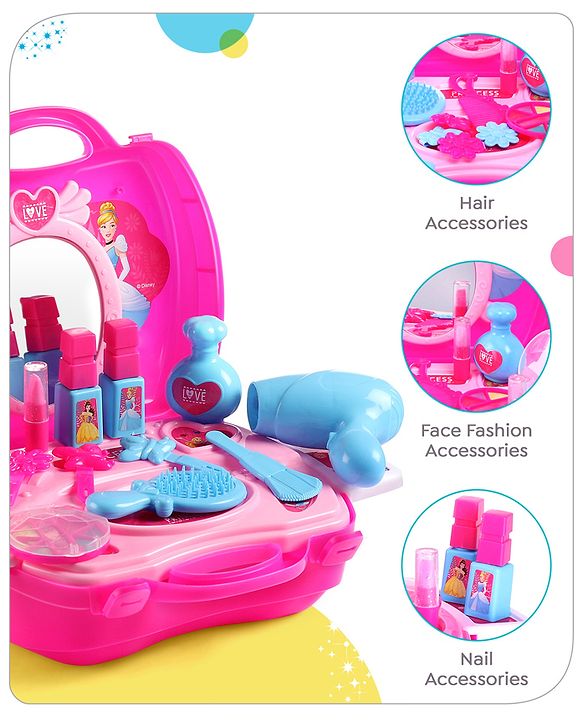 Babyhug Disney Princess My Vanity Makeup Suitcase Playset 21 Pieces - Pink