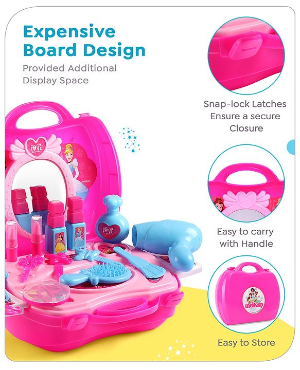 Babyhug Disney Princess My Vanity Makeup Suitcase Playset 21 Pieces - Pink