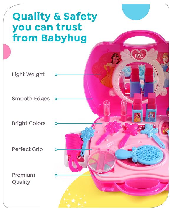 Babyhug Disney Princess My Vanity Makeup Suitcase Playset 21 Pieces - Pink
