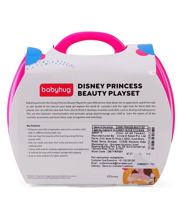 Babyhug Disney Princess My Vanity Makeup Suitcase Playset 21 Pieces - Pink