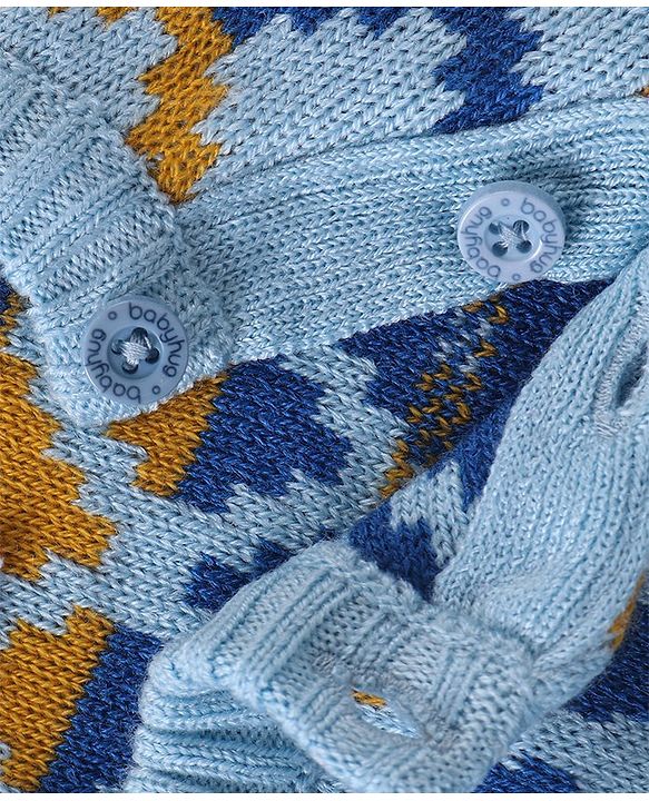 Babyhug Knitted Full Sleeves Pullover Sweater with Aztec Design - Multicolour