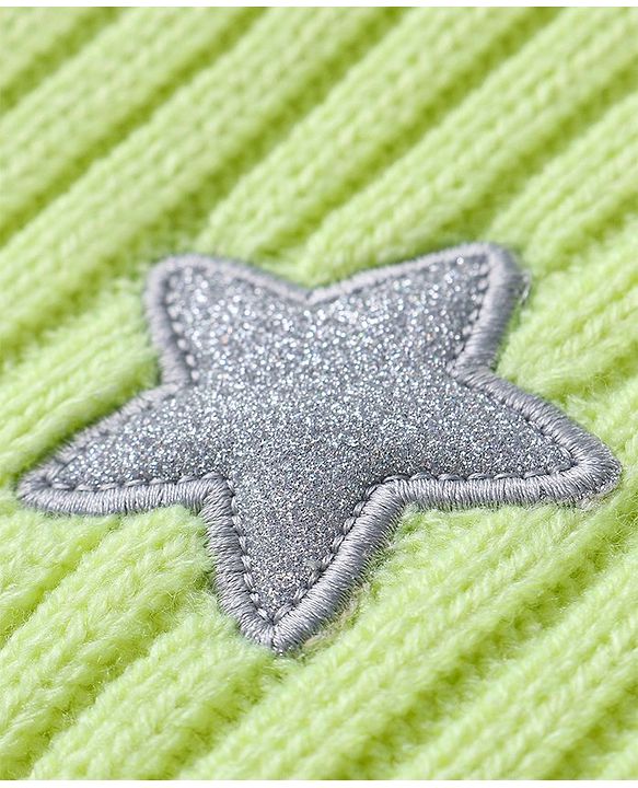 Babyhug Knit Full Sleeves Solid Colour Turtle Neck Sweater with Star Applique - Pink