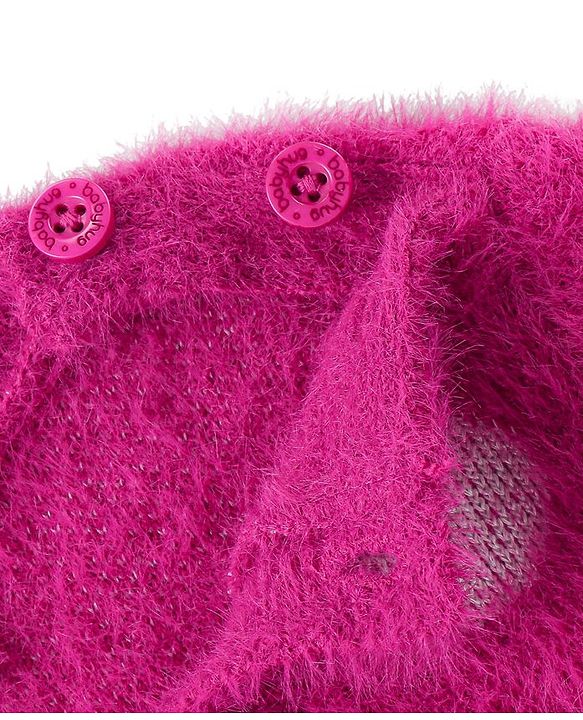 Babyhug Knitted Full Sleeves Pullover Sweater with Polka Dots Design - Fuschia