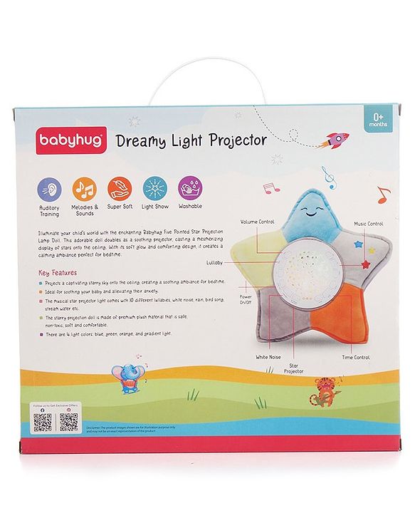 Babyhug Dreamy Light Projector - Multicolor | Soothing Starry Night Light Projector | Creates Calming Sleep Ambiance | Gentle & Safe for Babies | BIS Certified