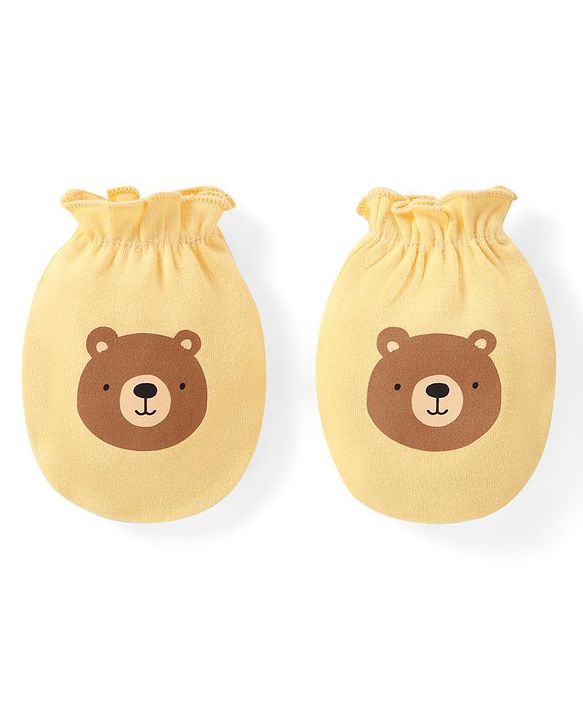Babyhug 100% Cotton Mittens Multicolor Pack of 3 - Blue & Yellow