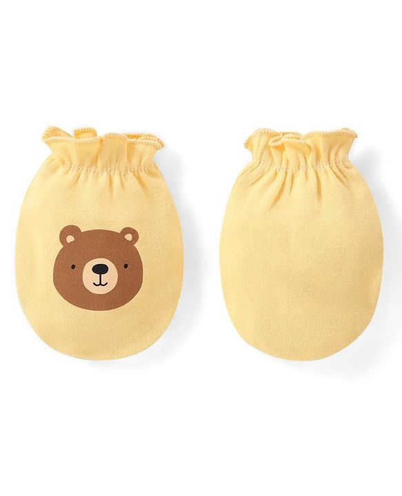 Babyhug 100% Cotton Mittens Multicolor Pack of 3 - Blue & Yellow
