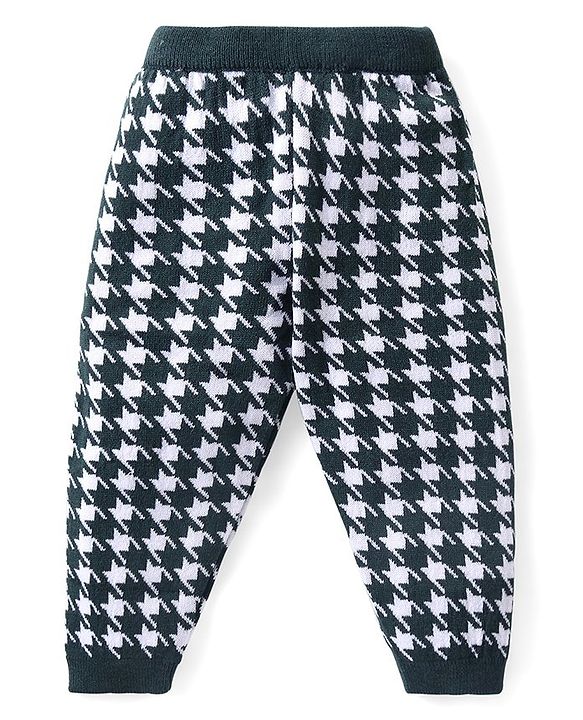 Babyhug Full Length Fleece and Woolen Lounge Pant Abstract Design - Olive