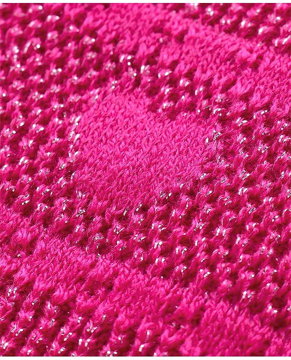 Babyhug Cable Knit Full Length Fleece & Woollen Pant Floral & Heart Design  - Pink