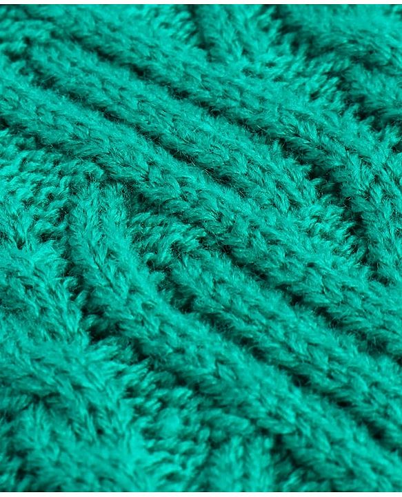 Babyhug Knit Full Raglan Sleeves Cable Knit Woolen Dress - Green
