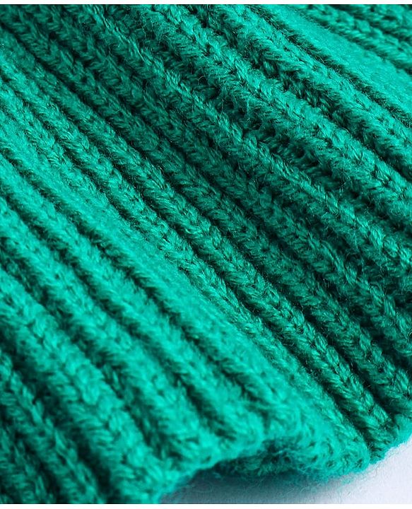 Babyhug Knit Full Raglan Sleeves Cable Knit Woolen Dress - Green