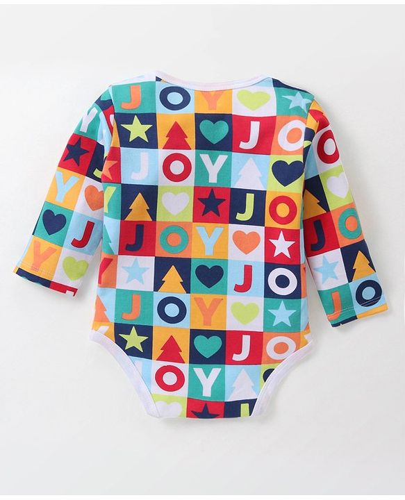 Babyhug 100% Cotton Knit Full Sleeves Alphabet Print Onesies Pack of 3 - Multicolour