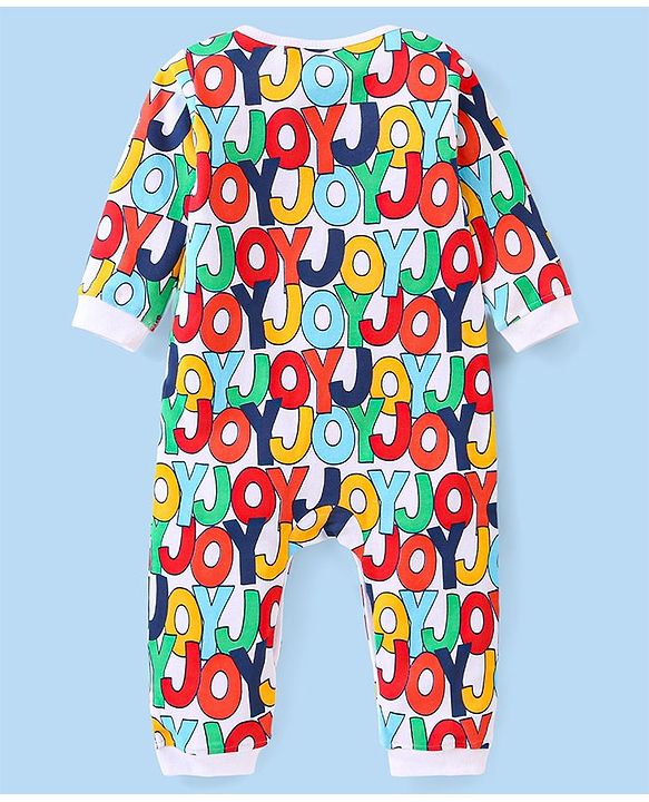 Babyhug 100% Cotton Knit Full Sleeves Romper Alphabet Print Pack of 2- Multicolor