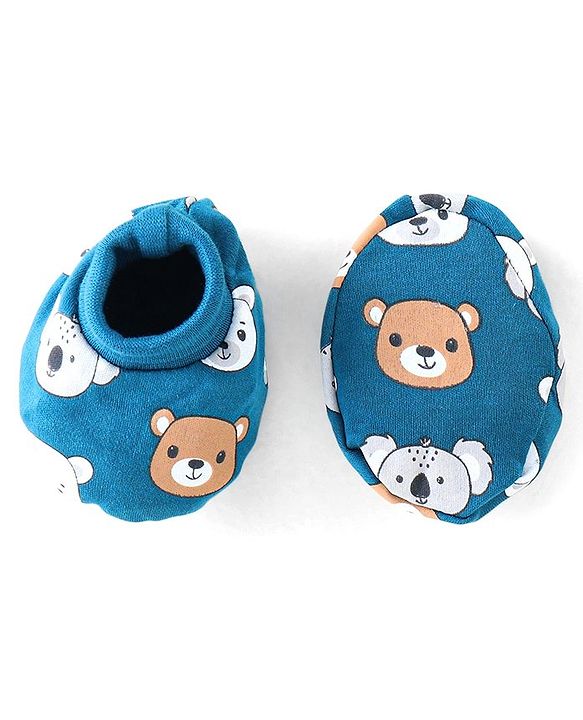 Babyhug 100% Cotton Onesies with Leggings and Cap Mittens Booties With Animals Print - Blue & Red