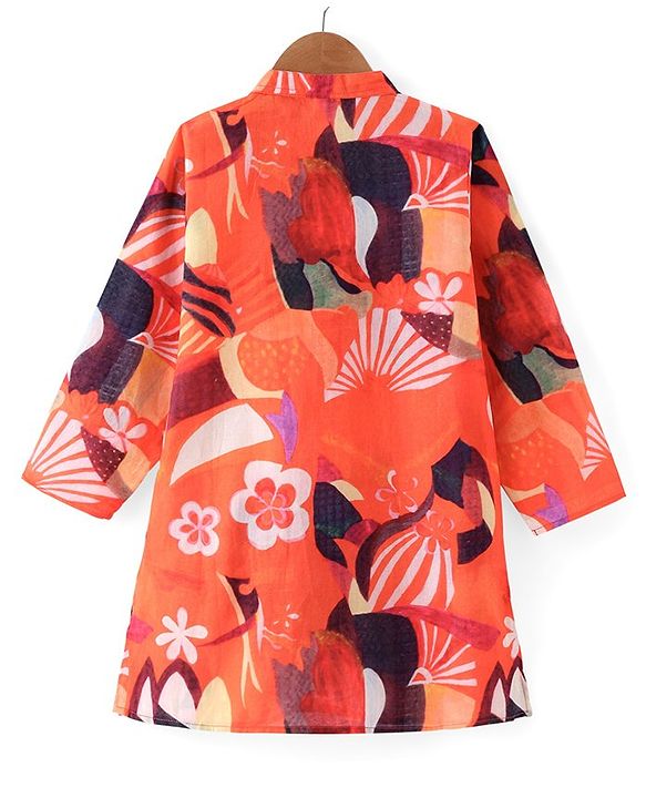Babyhug Cambric Woven Full Sleeves Kurta Pyjama Set Floral Print - Red