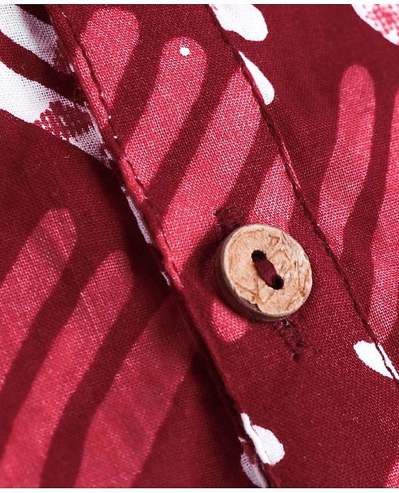 Babyhug Cambric Full Sleeves Printed Kurta Pyjama Set - Maroon