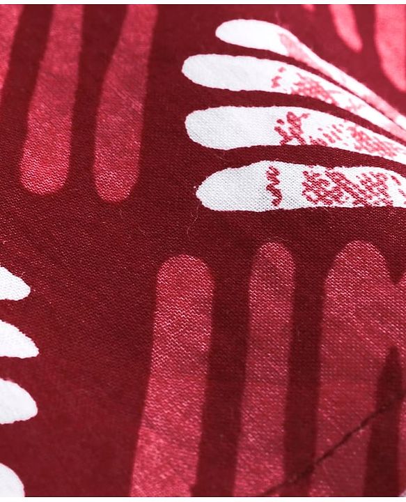 Babyhug Cambric Full Sleeves Printed Kurta Pyjama Set - Maroon