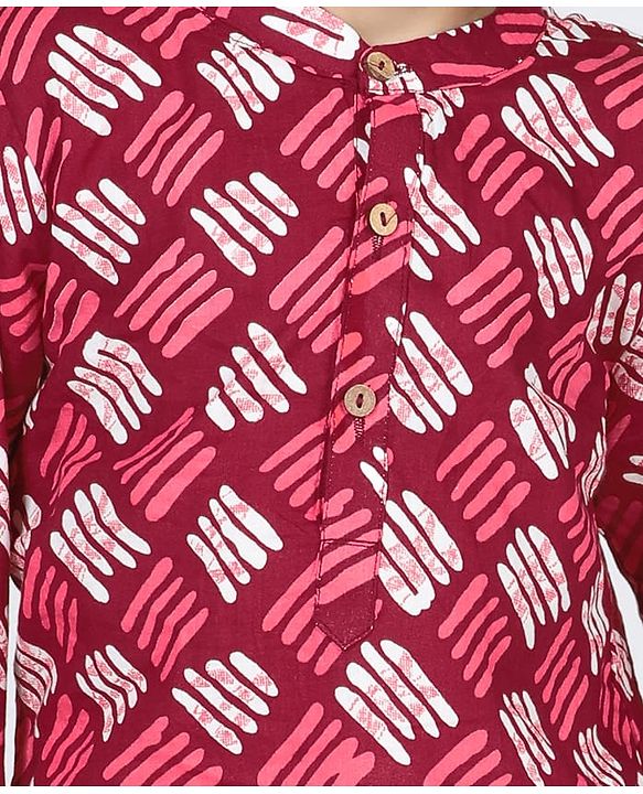 Babyhug Cambric Full Sleeves Printed Kurta Pyjama Set - Maroon