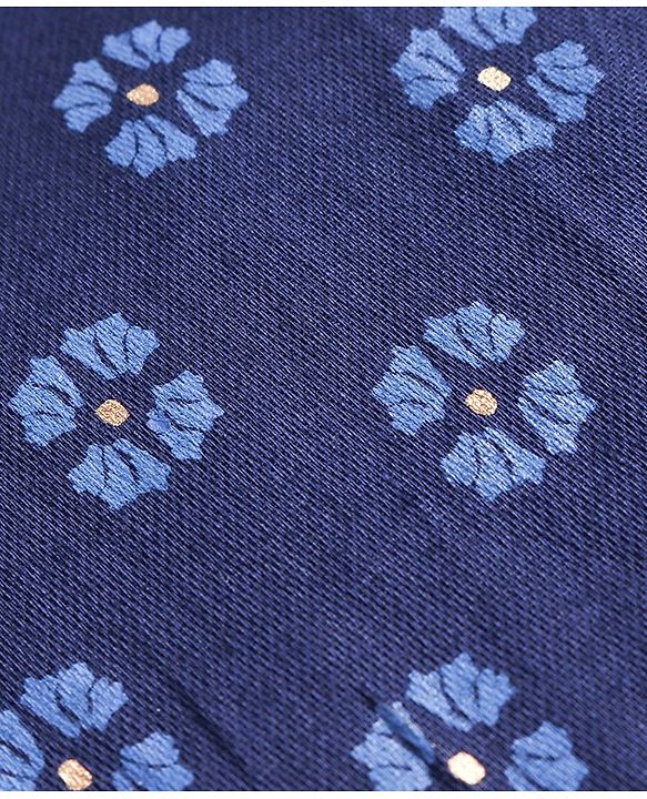 Babyhug Cabric Woven Full Sleeves Floral Printed Kurta & Pyjama Set - Navy Blue
