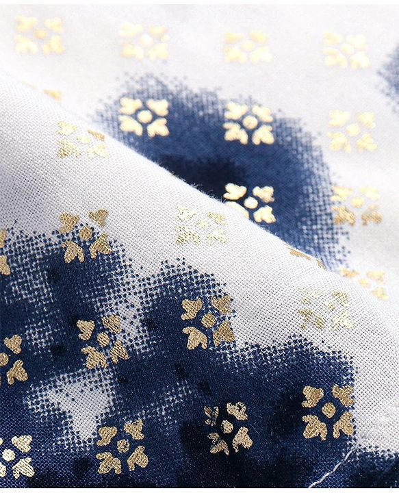 Babyhug Cotton Woven Cambric Full Sleeves Foil Printed Tie and Dye Kurta Pyjama Set - White & Navy
