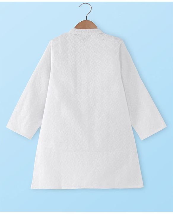 Babyhug Cotton Woven Cambric Embroidered Full Sleeves Kurta & Pyjama Set - White