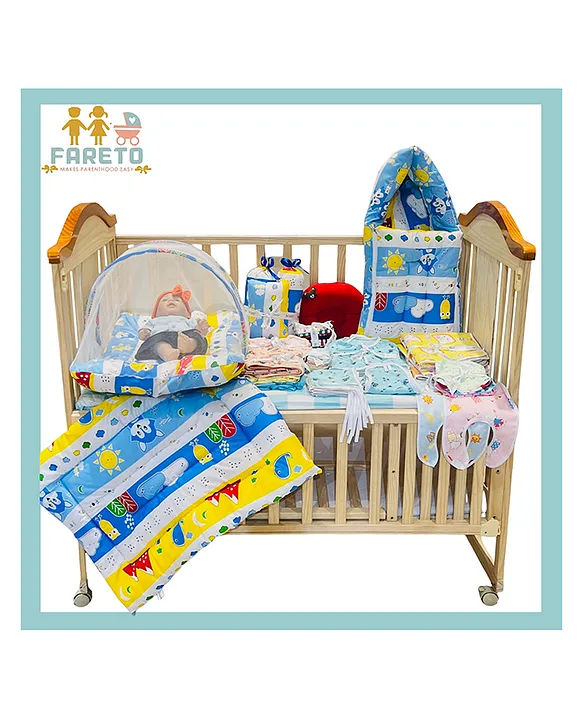 Fareto Baby Unisex All Season Use Essential Combo for New Born Gift Pack  Baby Products 60in1 (0-6M)