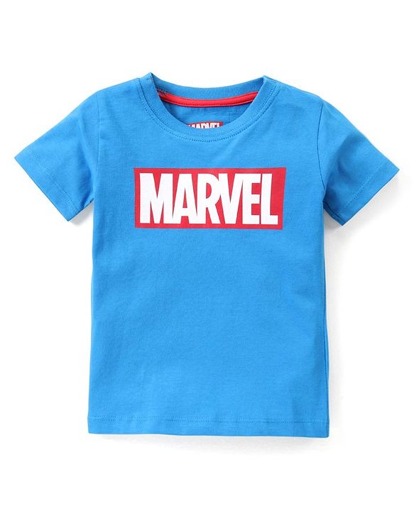 Babyhug Marvel  100% Cotton Knit Half Sleeve Night Suit with Avengers Graphics- Blue