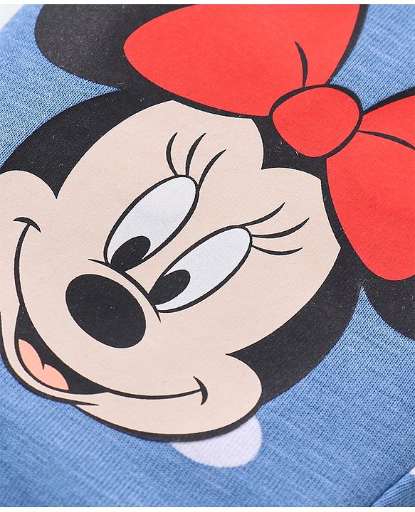 Babyhug Disney 100% Cotton Lycra Knit Full Length Leggings with Polka Dots & Minnie Mouse Print - Navy Blue