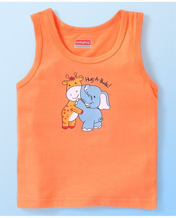 Babyhug 100% Cotton Knit Sleeveless Vests with Striped & Animal Print Pack of 3 - Multicolor
