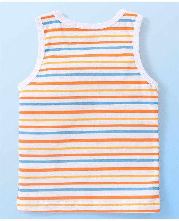 Babyhug 100% Cotton Knit Sleeveless Vests with Striped & Animal Print Pack of 3 - Multicolor