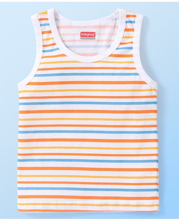 Babyhug 100% Cotton Knit Sleeveless Vests with Striped & Animal Print Pack of 3 - Multicolor