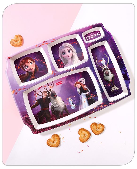 Babyhug Disney Frozen Princess 5 sectioned Melamine Plate - Multicolor
