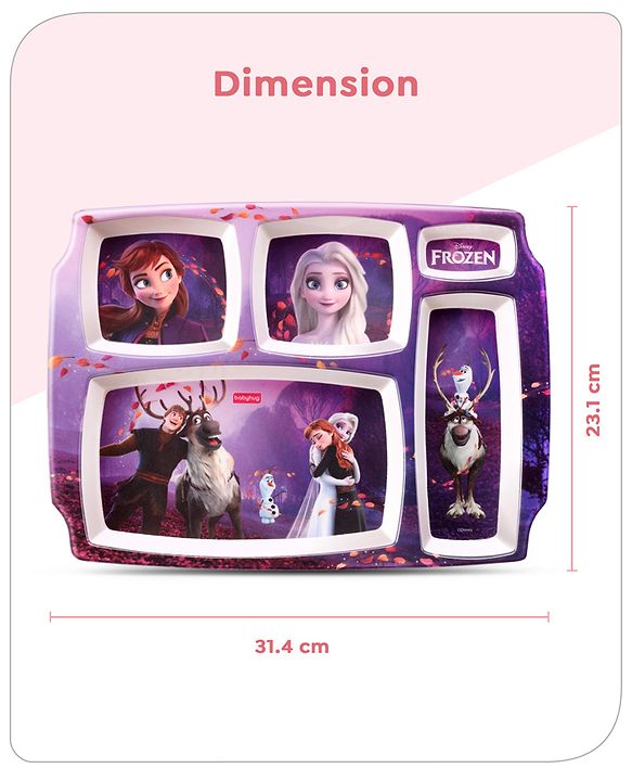 Babyhug Disney Frozen Princess 5 sectioned Melamine Plate - Multicolor