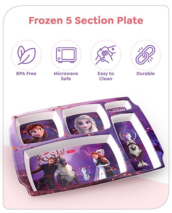 Babyhug Disney Frozen Princess 5 sectioned Melamine Plate - Multicolor