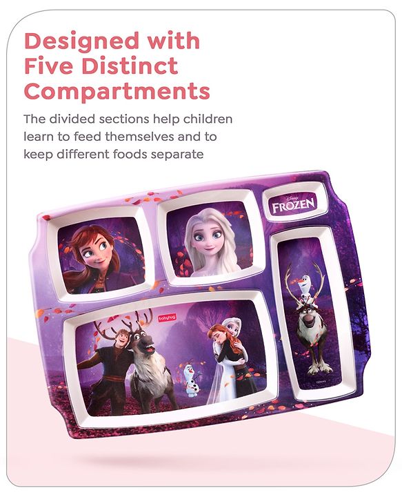 Babyhug Disney Frozen Princess 5 sectioned Melamine Plate - Multicolor