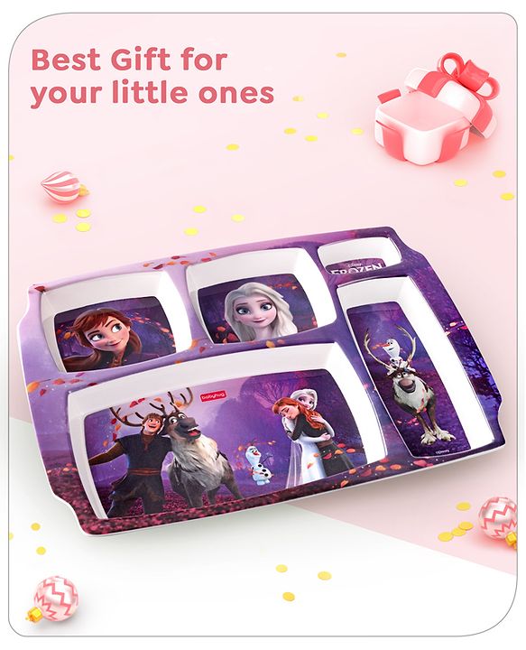 Babyhug Disney Frozen Princess 5 sectioned Melamine Plate - Multicolor