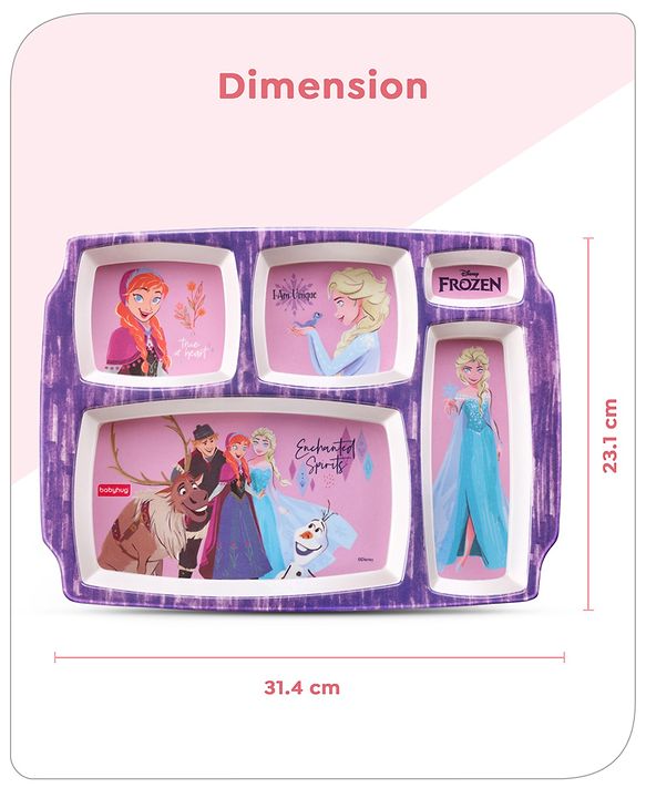 Babyhug Disney Frozen Princess 5 sectioned Melamine Plate - Multicolor