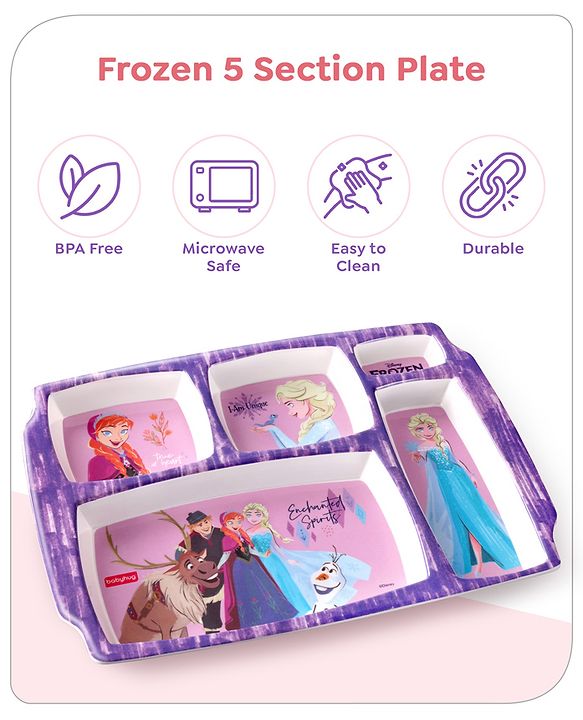 Babyhug Disney Frozen Princess 5 sectioned Melamine Plate - Multicolor