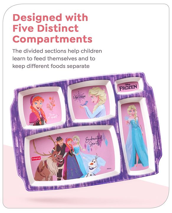Babyhug Disney Frozen Princess 5 sectioned Melamine Plate - Multicolor
