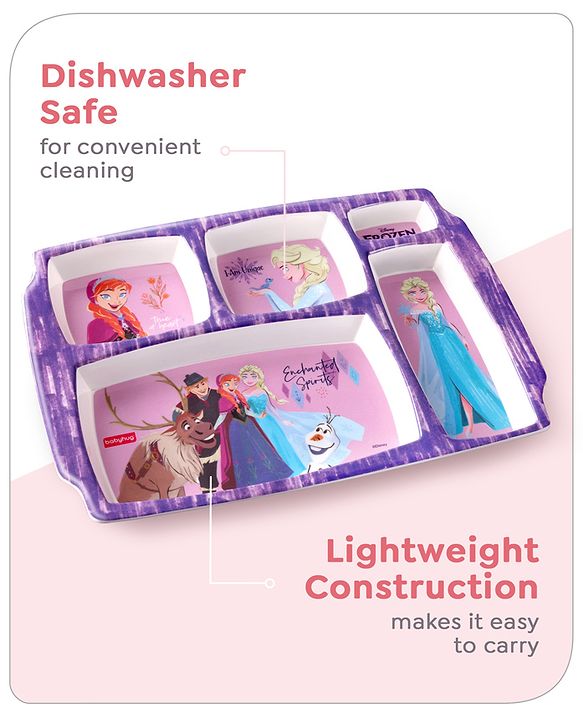 Babyhug Disney Frozen Princess 5 sectioned Melamine Plate - Multicolor
