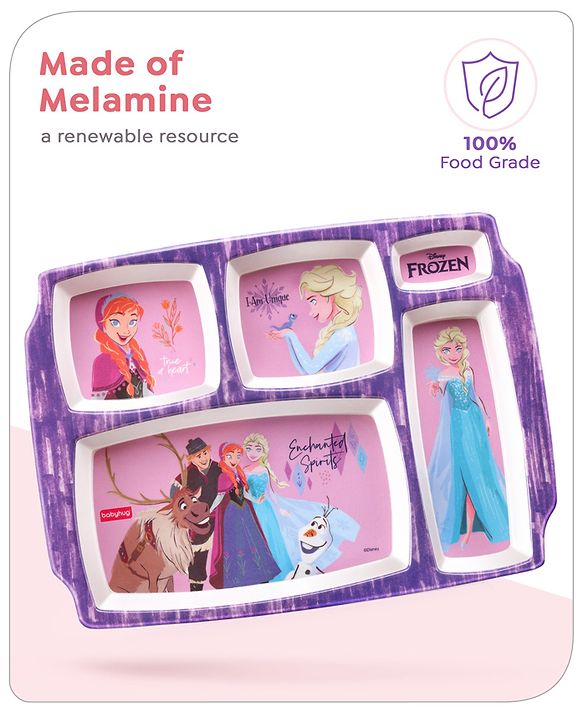 Babyhug Disney Frozen Princess 5 sectioned Melamine Plate - Multicolor