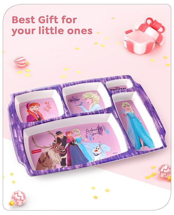 Babyhug Disney Frozen Princess 5 sectioned Melamine Plate - Multicolor