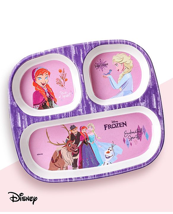 Babyhug Disney Frozen 3 Section Rectangular Melamine Plate - Multicolor