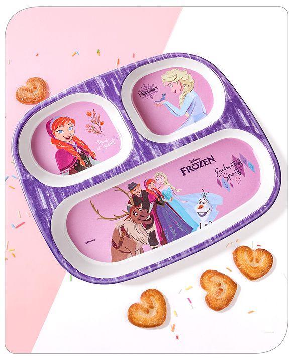 Babyhug Disney Frozen 3 Section Rectangular Melamine Plate - Multicolor